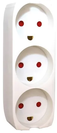 Gripo Steckdose mit 3 Anschlüssen und Erdung, Weiß